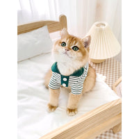 Stylish Striped Polo T-shirt for Cats & Small Dogs - Breathable Cotton & Spandex Blend - Trendy Colors 