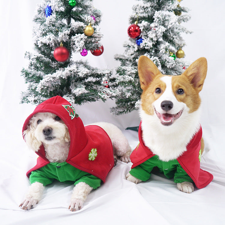 SantaPaws™ Cloak: Festive Embroidered Red Pet Christmas Costume for Dogs