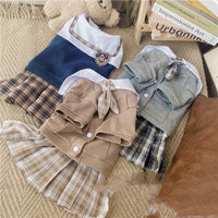 PetBritish™ College Dress: Elegant plain sweater vest and plaid skirt  for fashionable pets - cozy and stylish pet fashion.