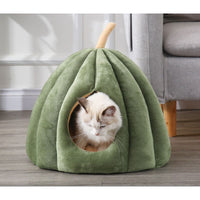 CozyPaw Pumpkin Pet Retreat Bed: Warm, Fluffy Cat and Dog Bed with Removable Cushion - Perfect for Winter Snuggles!"