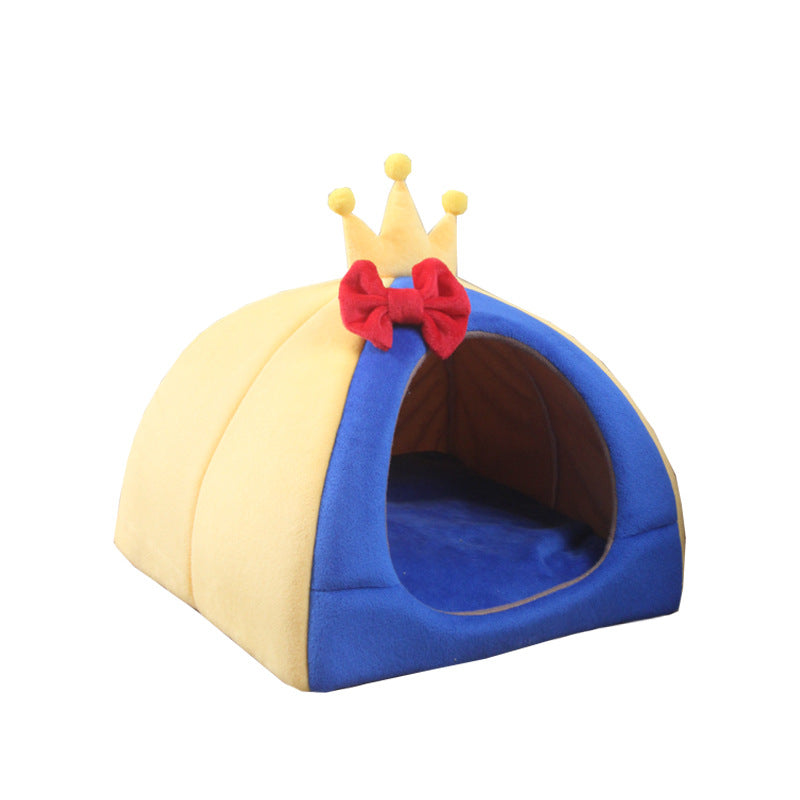 Regal Retreat: Cozy Castle Pet Bed - Semi-enclosed, Machine Washable, Anti-Slip Bottom - Cats, Small Dogs