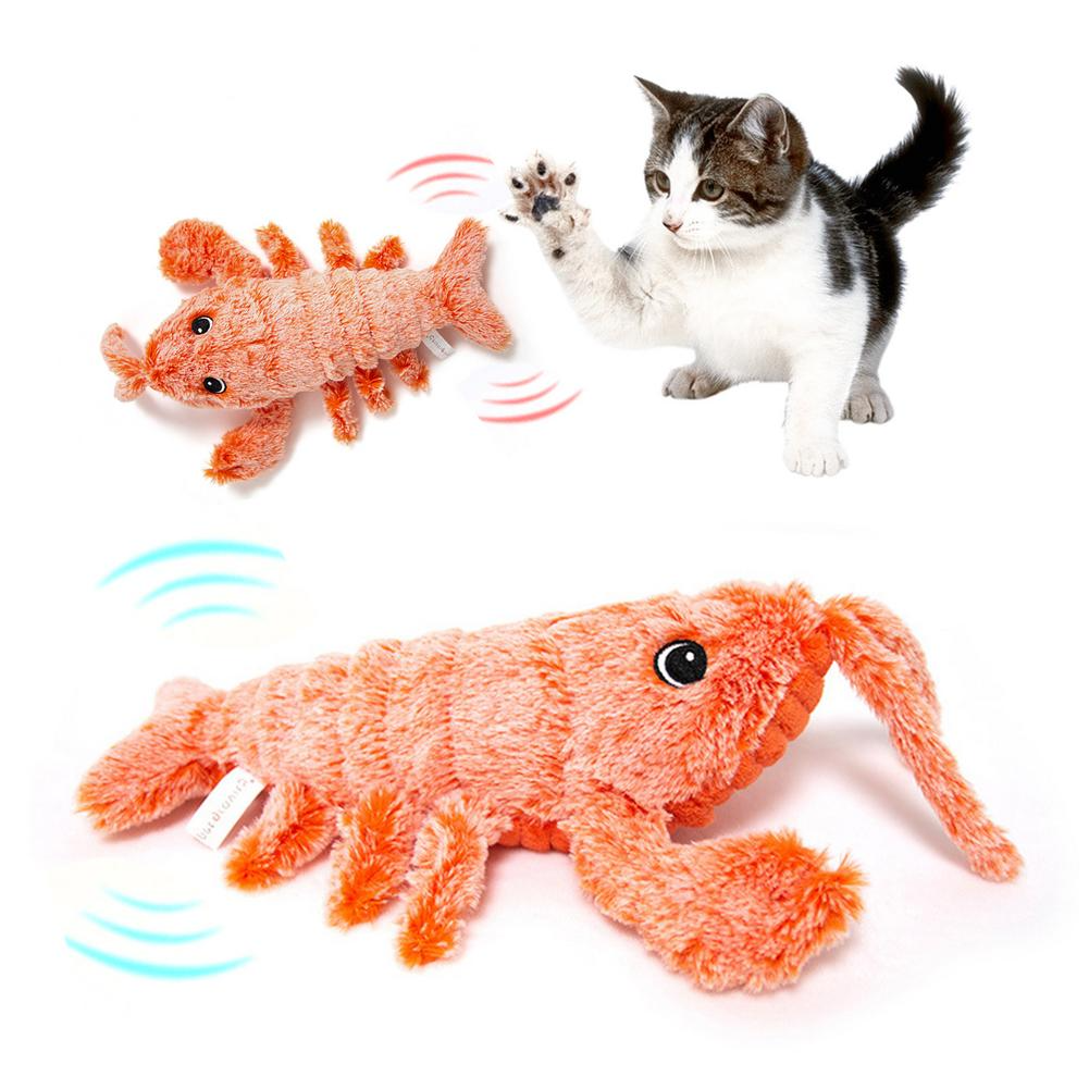 Interactive Lobster Pounce-N-Play: Fun cat and dog toy with USB charging, realistic design, and catnip compatibility.