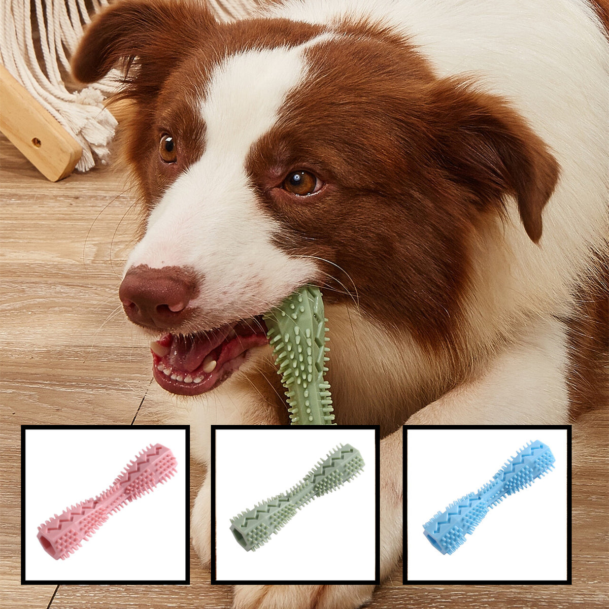 PupClean™ DentalPlay - Interactive Dog Chew Toy with Toothbrush Bristles - Promotes Dental Hygiene & Playful Dental Care